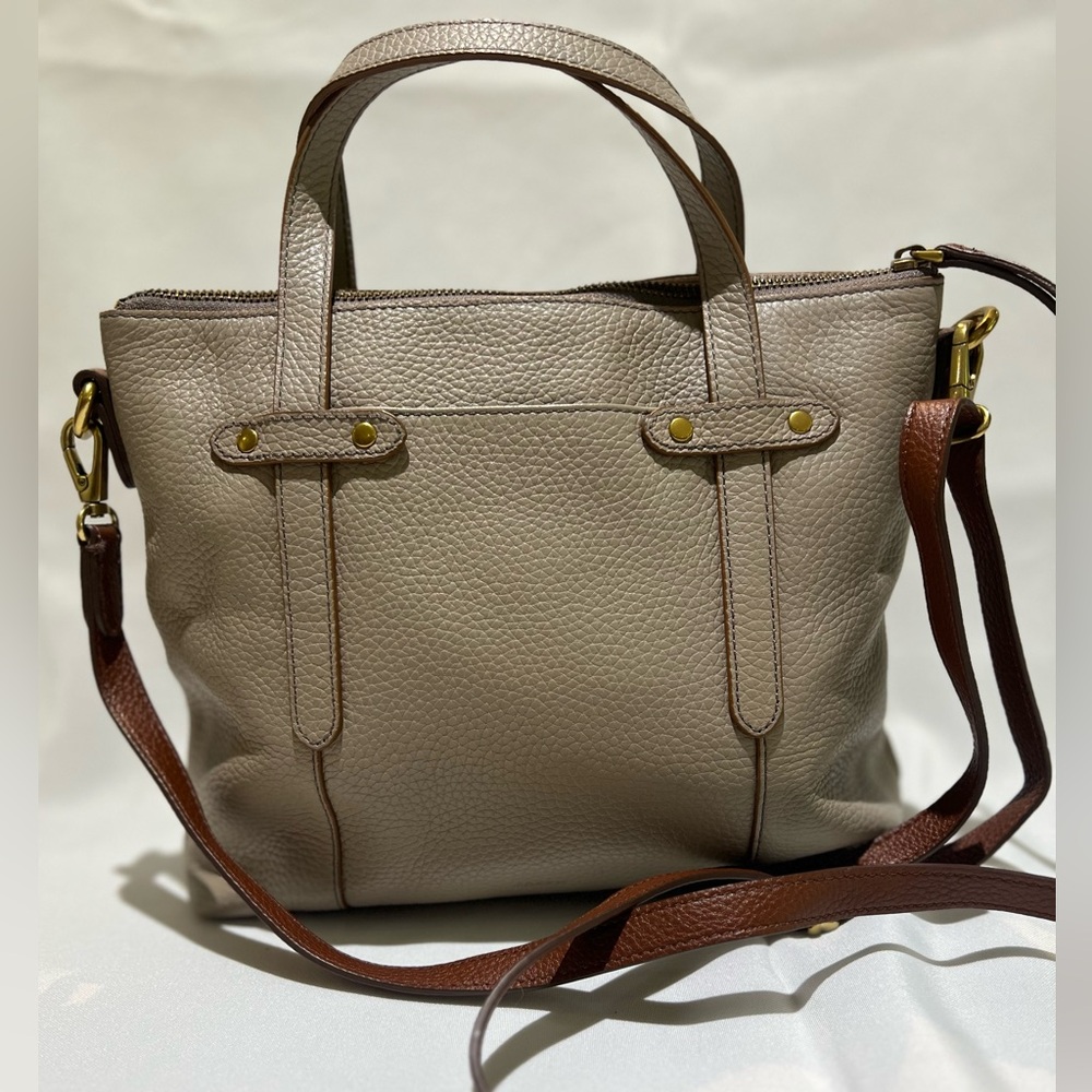 Fossil grey crossbody with handles and strap